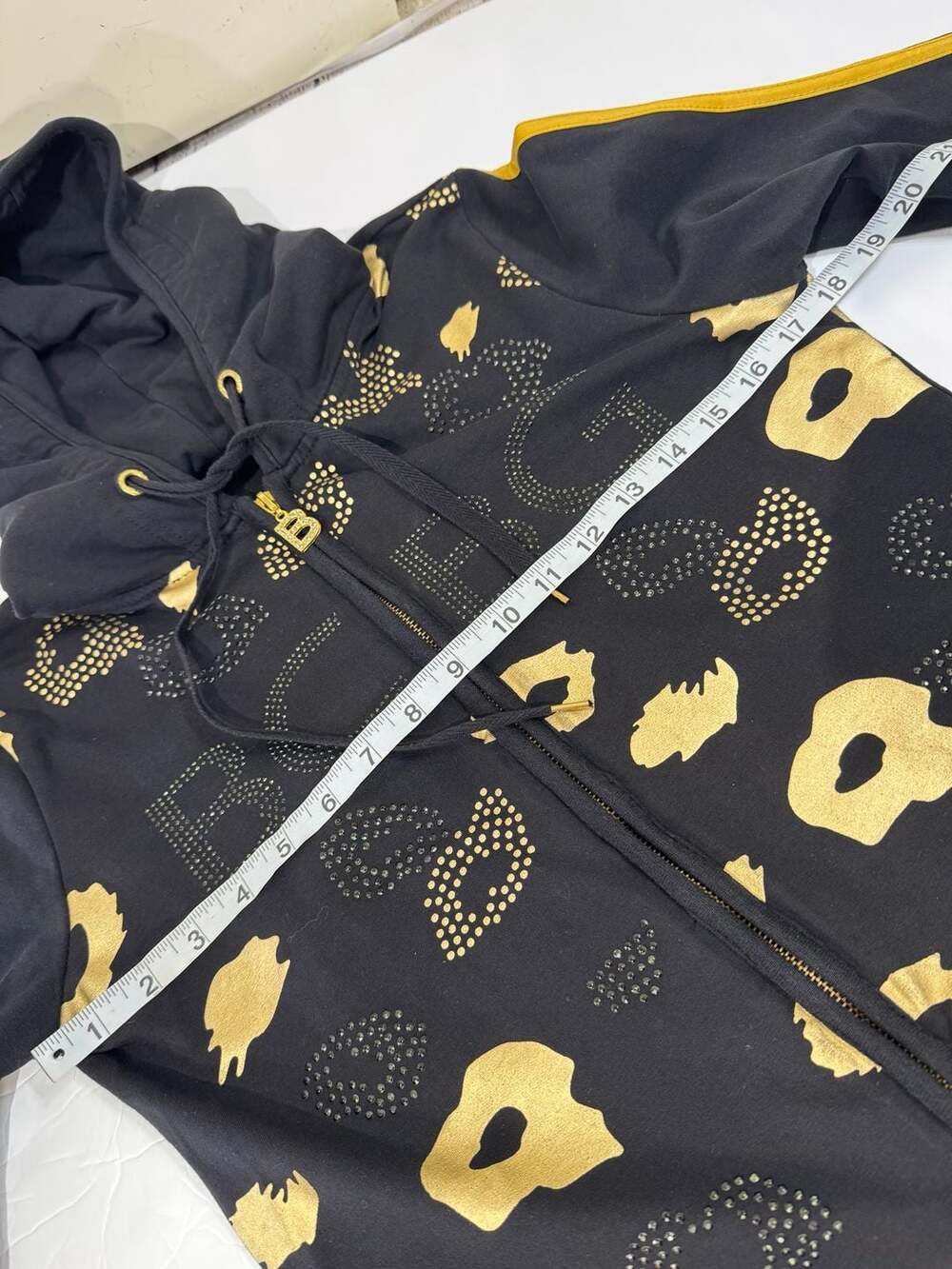 BCBG Max Azria Black and Gold Studded Zip-Up Hoodie Medium - Picture 3 of 10